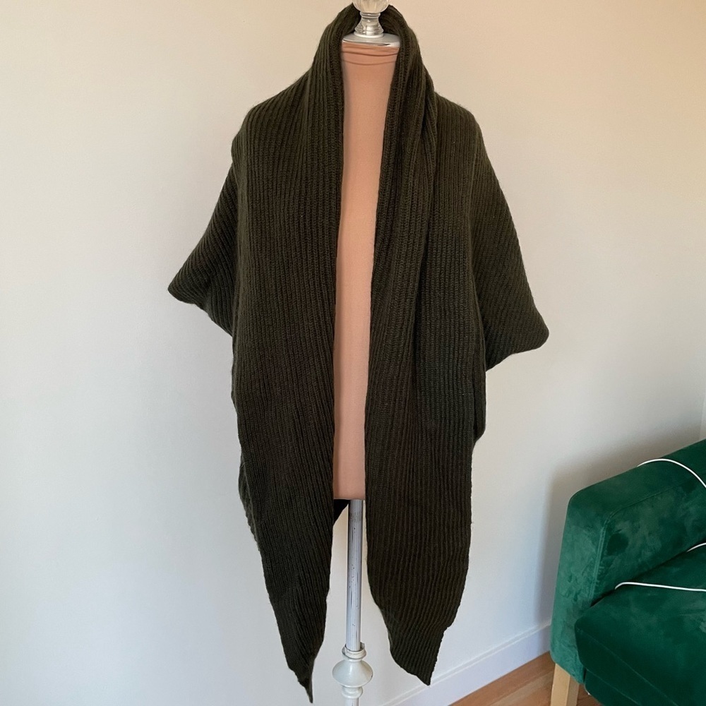Ralph Lauren Black Label Oversized Chunky Knit Green Cashmere Mohair Cardigan XS